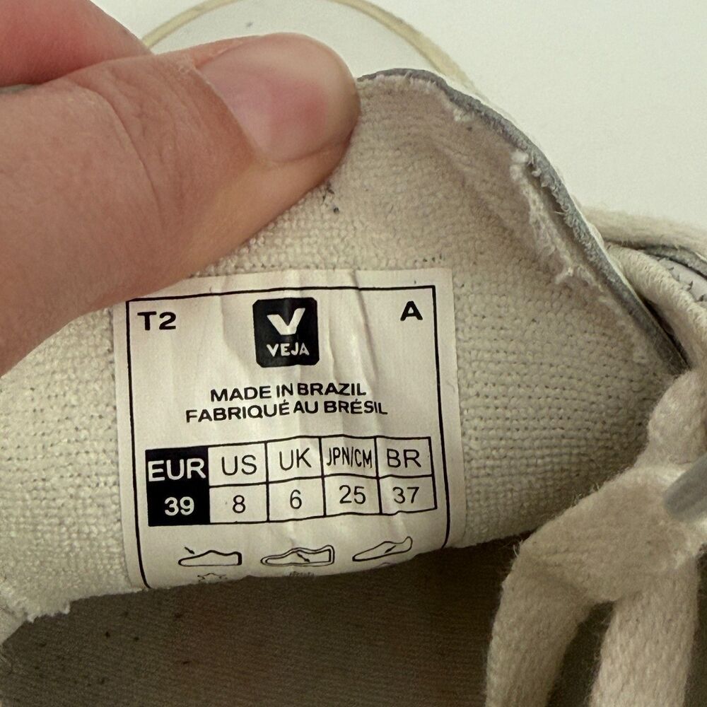 Veja Esplar Leather Suede White Sneakers Casual Preppy Athleisure Women Size 8 - Picture 10 of 12